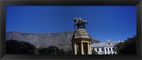 Framed War memorial with Table Mountain in the background, Delville Wood Memorial, Cape Town, Western Cape Province, South Africa Print