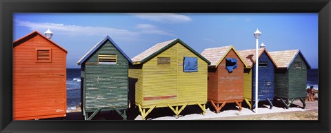 Framed Colorful huts on the beach, St. James Beach, Cape Town, Western Cape Province, South Africa Print