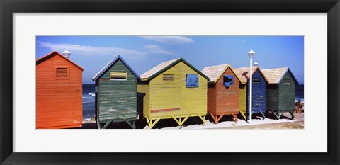 Framed Colorful huts on the beach, St. James Beach, Cape Town, Western Cape Province, South Africa Print