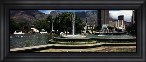 Framed Fountain with Table Mountain in the background, Cape Town, Western Cape Province, South Africa Print
