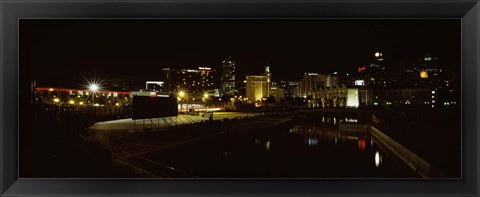 Framed City lit up at night, Cape Town, Western Cape Province, South Africa Print