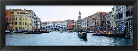 Framed Buildings at the waterfront, Rialto Bridge, Grand Canal, Venice, Veneto, Italy Print