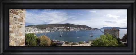 Framed View of a harbor from a castle, St Peter&#39;s Castle, Bodrum, Mugla Province, Aegean Region, Turkey Print