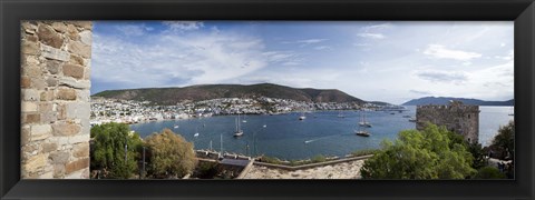 Framed View of a harbor from a castle, St Peter&#39;s Castle, Bodrum, Mugla Province, Aegean Region, Turkey Print