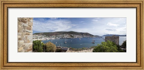 Framed View of a harbor from a castle, St Peter&#39;s Castle, Bodrum, Mugla Province, Aegean Region, Turkey Print