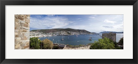 Framed View of a harbor from a castle, St Peter&#39;s Castle, Bodrum, Mugla Province, Aegean Region, Turkey Print