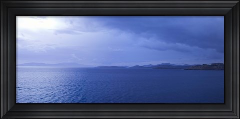 Framed Rain storm in the sea, Bodrum, Mugla Province, Aegean Region, Turkey Print