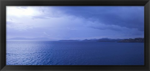 Framed Rain storm in the sea, Bodrum, Mugla Province, Aegean Region, Turkey Print