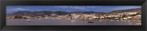 Framed Buildings at the waterfront, St Peter&#39;s Castle, Bodrum, Mugla Province, Aegean Region, Turkey Print