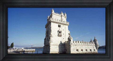 Framed Tower at the riverbank, Belem Tower, Lisbon, Portugal Print