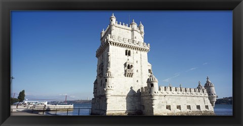 Framed Tower at the riverbank, Belem Tower, Lisbon, Portugal Print