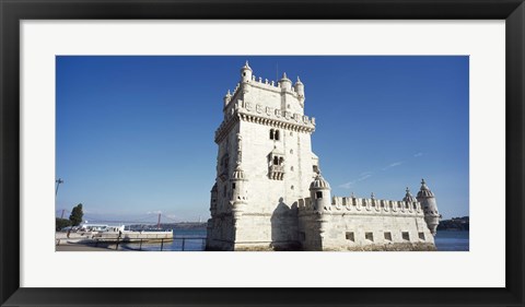 Framed Tower at the riverbank, Belem Tower, Lisbon, Portugal Print