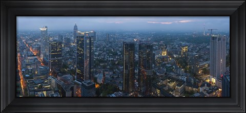 Framed Aerial view of a city, Frankfurt, Hesse, Germany Print