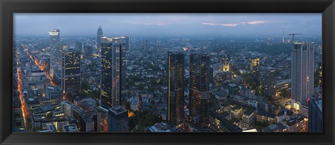Framed Aerial view of a city, Frankfurt, Hesse, Germany Print