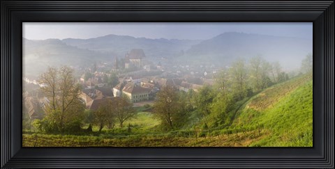 Framed High angle view of houses in a village, Biertan, Sibiu County, Transylvania, Romania Print