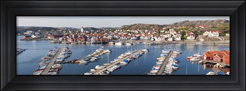 Framed Boats at a harbor, Skarhamn, Tjorn, Bohuslan, Vastra Gotaland County, Sweden Print