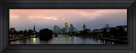 Framed Reflection of buildings in water, Main River, Frankfurt, Hesse, Germany 2010 Print