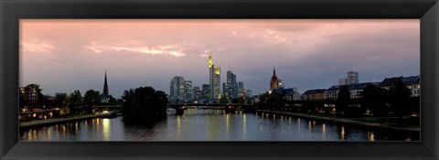 Framed Reflection of buildings in water, Main River, Frankfurt, Hesse, Germany 2010 Print