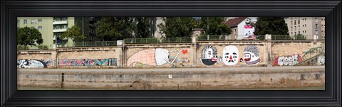 Framed Graffiti on a wall at the riverside, Wien River, Vienna, Austria Print