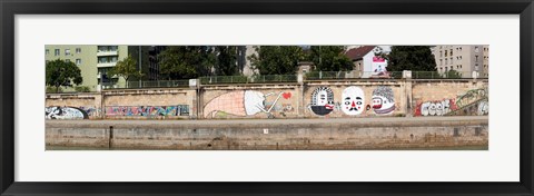 Framed Graffiti on a wall at the riverside, Wien River, Vienna, Austria Print