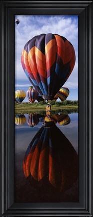 Framed Balloons Reflected in Lake, Hot Air Balloon Rodeo, Steamboat Springs, Routt County, Colorado, USA Print