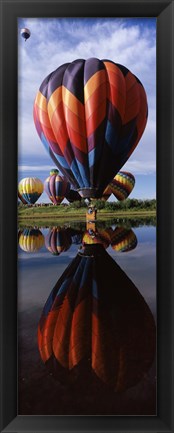 Framed Balloons Reflected in Lake, Hot Air Balloon Rodeo, Steamboat Springs, Routt County, Colorado, USA Print