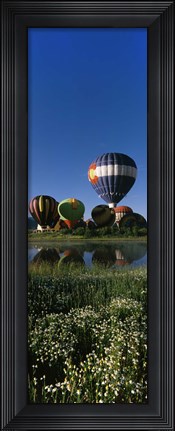 Framed Reflection of hot air balloons in a lake, Hot Air Balloon Rodeo, Steamboat Springs, Colorado, USA Print
