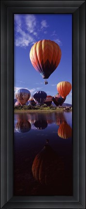 Framed Reflection of Hot Air Balloons, Hot Air Balloon Rodeo, Steamboat Springs, Routt County, Colorado, USA Print