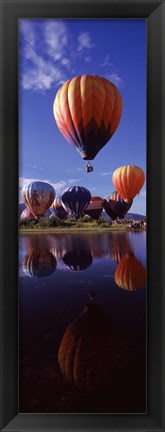 Framed Reflection of Hot Air Balloons, Hot Air Balloon Rodeo, Steamboat Springs, Routt County, Colorado, USA Print