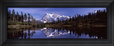 Framed Mt Shuksan Reflection at Picture Lake, North Cascades National Park Print