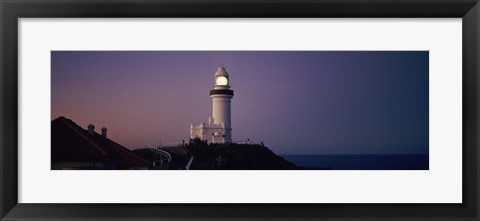 Framed Lighthouse at dusk, Broyn Bay Light House, New South Wales, Australia Print