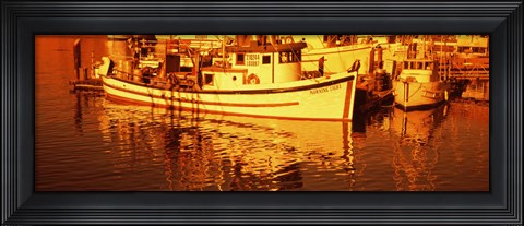 Framed Fishing boats in the bay, Morro Bay, San Luis Obispo County, California (horizontal) Print