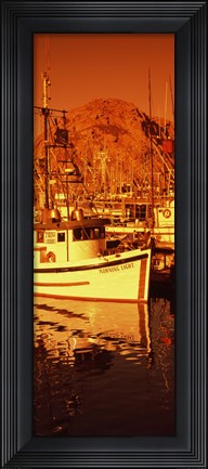 Framed Fishing boats in the bay, Morro Bay, San Luis Obispo County, California (vertical) Print