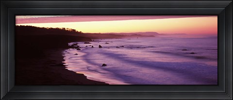 Framed Tide on the beach, California, USA Print