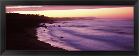 Framed Tide on the beach, California, USA Print