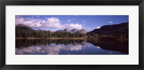 Framed Reflection of trees and clouds in the lake, Molas Lake, Colorado, USA Print