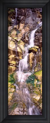 Framed Water flowing down rocks Print