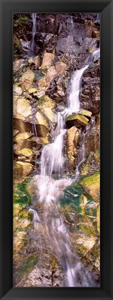 Framed Water flowing down rocks Print