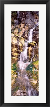 Framed Water flowing down rocks Print