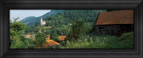 Framed Houses at the hillside, Transylvania, Romania Print