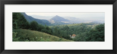 Framed Buildings in a valley, Transylvania, Romania Print