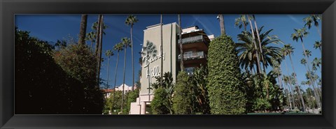 Framed Trees in front of a hotel, Beverly Hills Hotel, Beverly Hills, Los Angeles County, California, USA Print