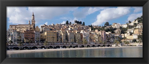 Framed Buildings at the waterfront, Menton, French Riviera, Alpes-Maritimes, Provence-Alpes-Cote D&#39;Azur, France Print