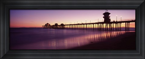 Framed Pier in the sea, Huntington Beach Pier, Huntington Beach, Orange County, California Print
