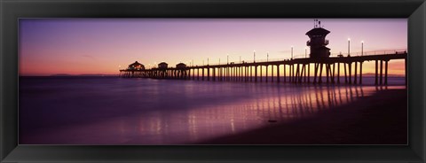 Framed Pier in the sea, Huntington Beach Pier, Huntington Beach, Orange County, California Print