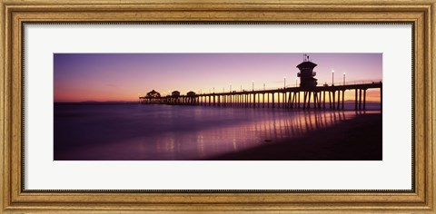 Framed Pier in the sea, Huntington Beach Pier, Huntington Beach, Orange County, California Print