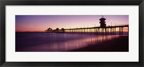 Framed Pier in the sea, Huntington Beach Pier, Huntington Beach, Orange County, California Print