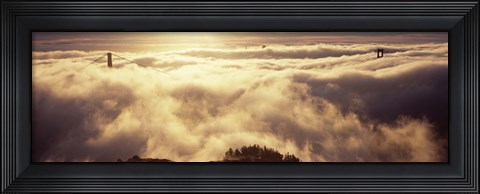 Framed Golden Gate Bridge Peaking through the fog, San Francisco, California Print