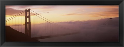 Framed Golden Gate Bridge covered with fog, San Francisco, California Print