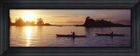 Framed Two people kayaking in the sea, Broken Islands, Pacific Rim National Park Reserve, British Columbia, Canada Print